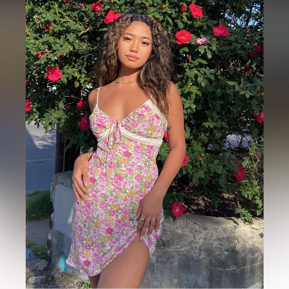 Emilee Mini Dress Pink Floral Princess Polly